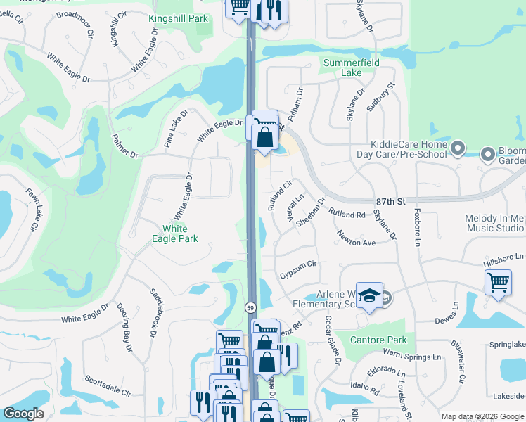 map of restaurants, bars, coffee shops, grocery stores, and more near 2927 Rutland Circle in Naperville