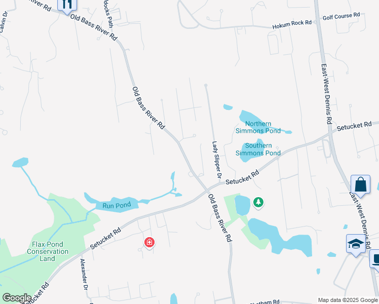 map of restaurants, bars, coffee shops, grocery stores, and more near 592 Old Bass River Road in Dennis