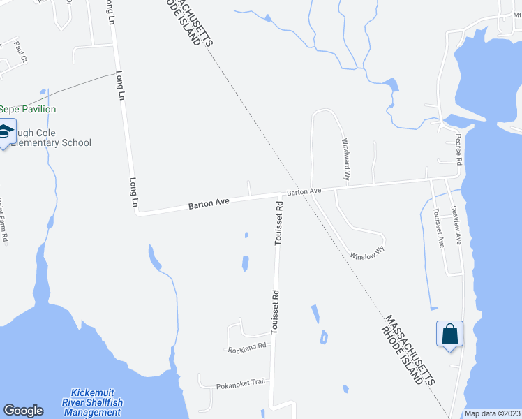 map of restaurants, bars, coffee shops, grocery stores, and more near 211 Touisset Road in Warren