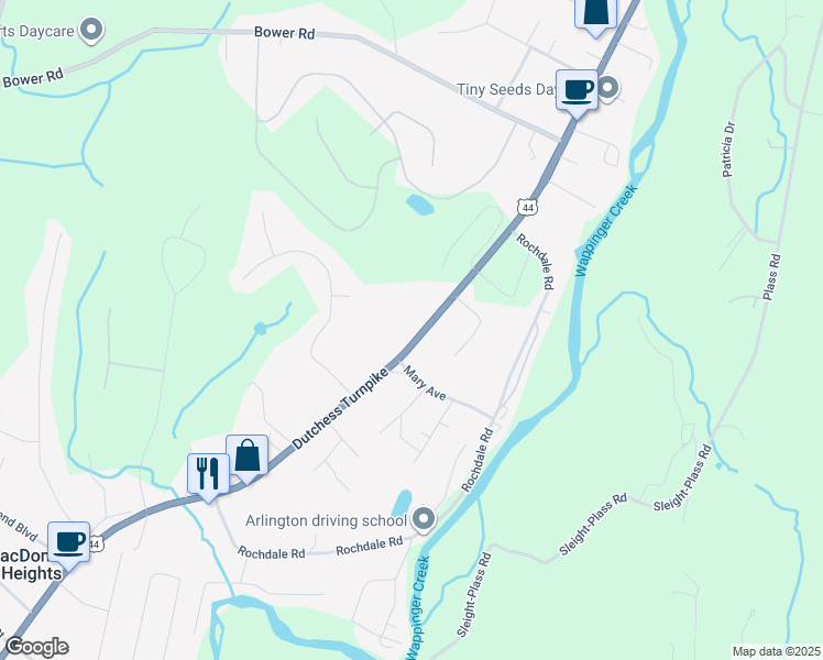 map of restaurants, bars, coffee shops, grocery stores, and more near 1219 Dutchess Turnpike in Poughkeepsie