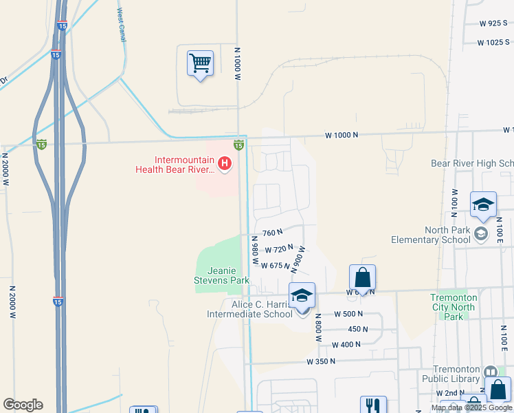 map of restaurants, bars, coffee shops, grocery stores, and more near 824 North 980 West in Tremonton