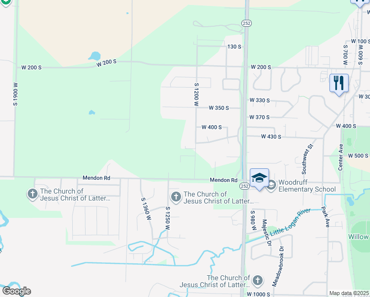 map of restaurants, bars, coffee shops, grocery stores, and more near 556 South 1225 West in Logan