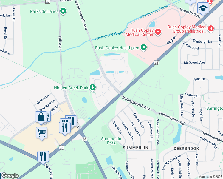 map of restaurants, bars, coffee shops, grocery stores, and more near 1790 Clubhouse Drive in Aurora