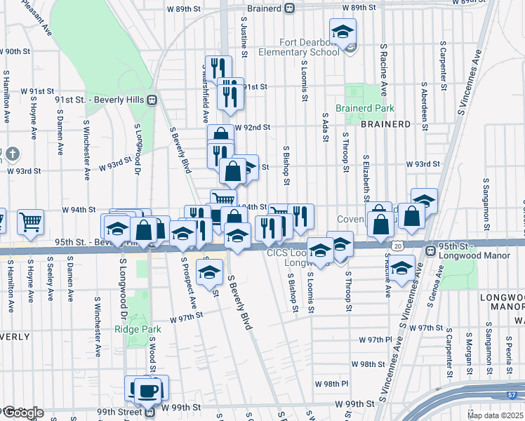 map of restaurants, bars, coffee shops, grocery stores, and more near in Chicago