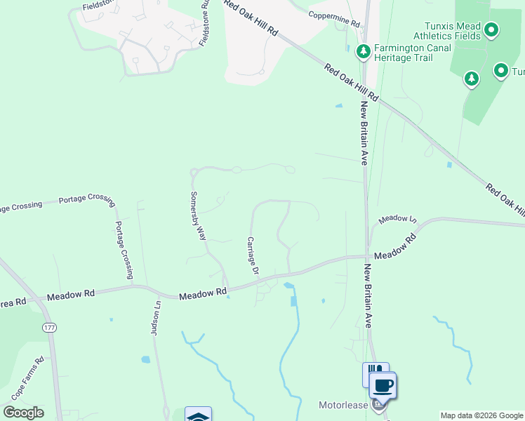 map of restaurants, bars, coffee shops, grocery stores, and more near 37 Carriage Drive in Farmington