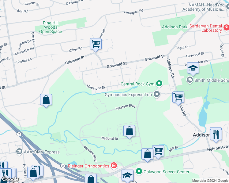 map of restaurants, bars, coffee shops, grocery stores, and more near 295 Western Boulevard in Glastonbury
