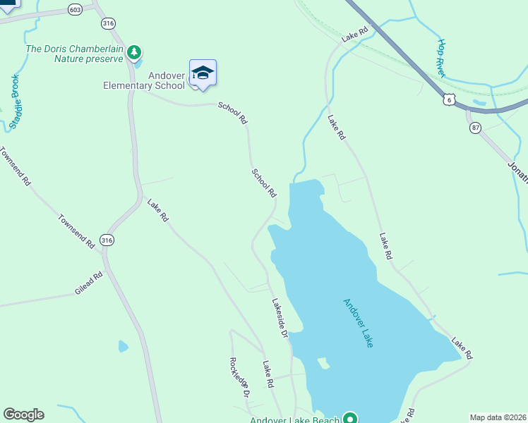 map of restaurants, bars, coffee shops, grocery stores, and more near 146 Lakeside Drive in Andover