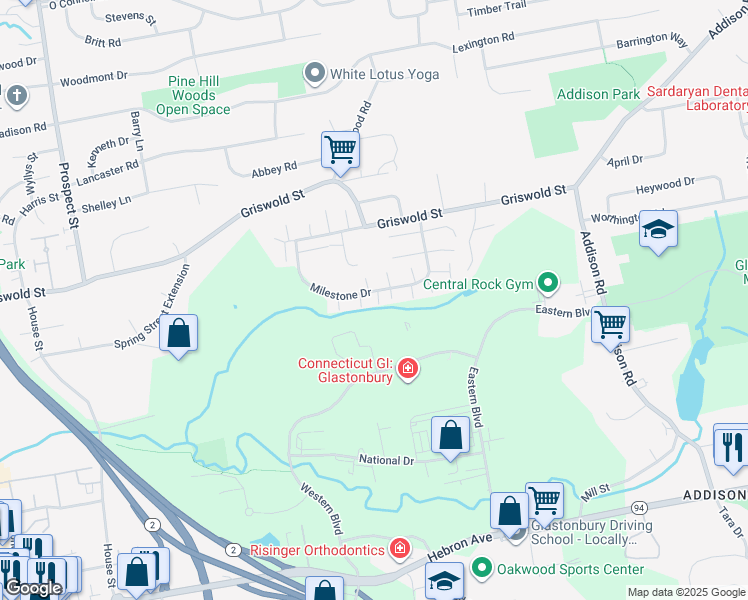 map of restaurants, bars, coffee shops, grocery stores, and more near 295 Western Boulevard in Glastonbury