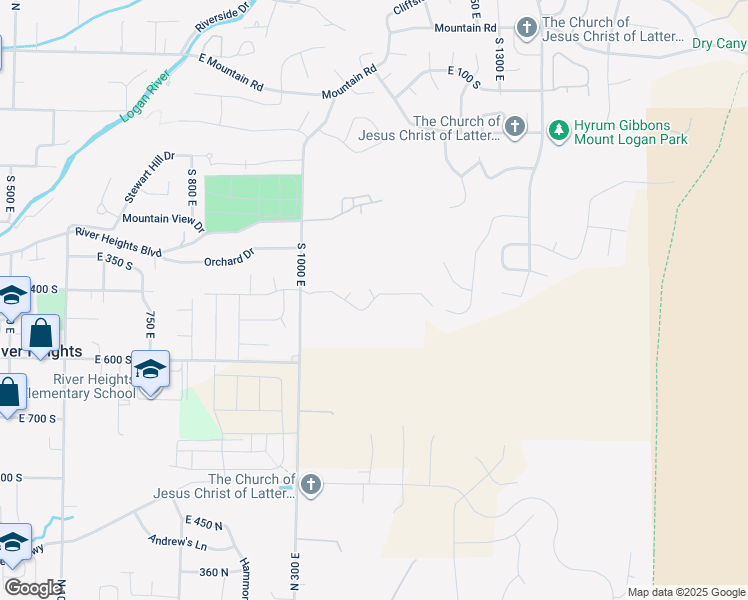 map of restaurants, bars, coffee shops, grocery stores, and more near 1115 Windsor Drive in River Heights