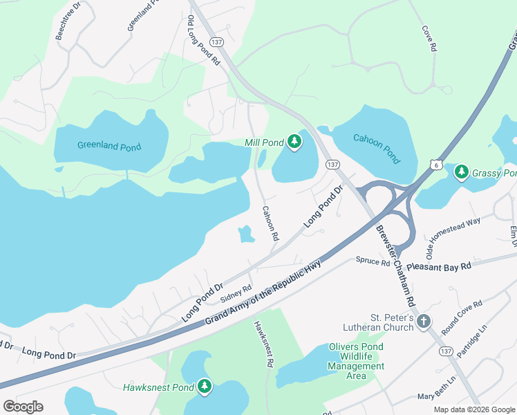 map of restaurants, bars, coffee shops, grocery stores, and more near 20 Cahoon Road in Harwich