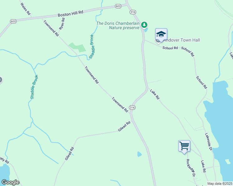 map of restaurants, bars, coffee shops, grocery stores, and more near 105 Townsend Road in Andover