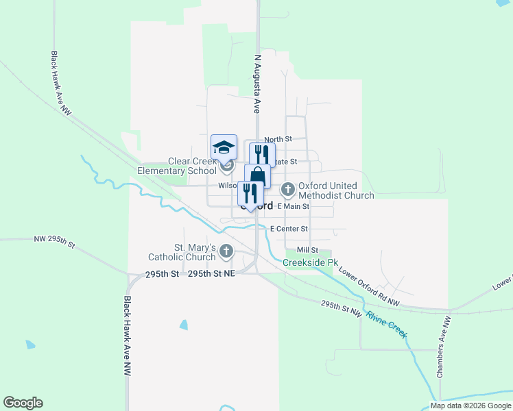 map of restaurants, bars, coffee shops, grocery stores, and more near in Oxford