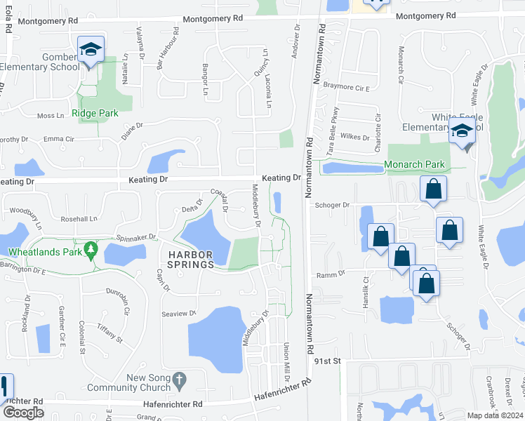 map of restaurants, bars, coffee shops, grocery stores, and more near 1748 Middlebury Drive in Aurora