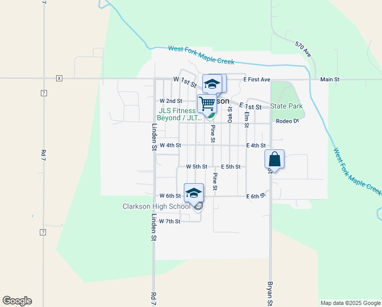 map of restaurants, bars, coffee shops, grocery stores, and more near 181-199 West 4th Street in Clarkson