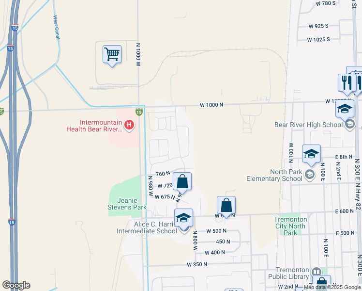 map of restaurants, bars, coffee shops, grocery stores, and more near 842 North 900 West in Tremonton