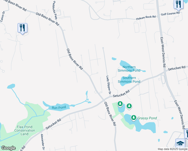 map of restaurants, bars, coffee shops, grocery stores, and more near 17 Victoria Lane in Dennis
