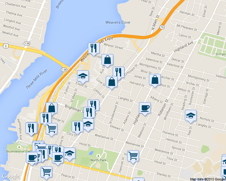 map of restaurants, bars, coffee shops, grocery stores, and more near 1784 North Main Street in Fall River
