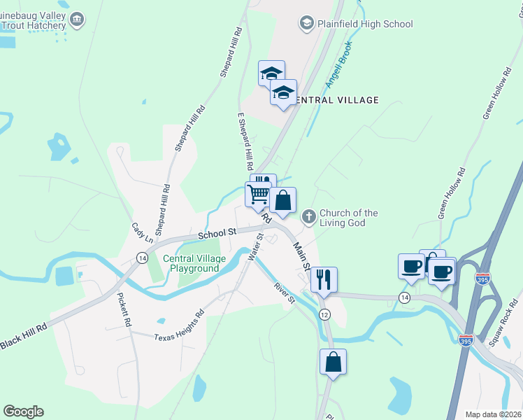 map of restaurants, bars, coffee shops, grocery stores, and more near 22 Putnam Road in Plainfield