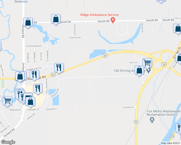 map of restaurants, bars, coffee shops, grocery stores, and more near 48 Pasadena Drive in Oswego
