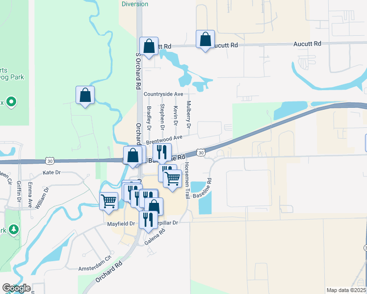 map of restaurants, bars, coffee shops, grocery stores, and more near 2030 Kevin Drive in Montgomery