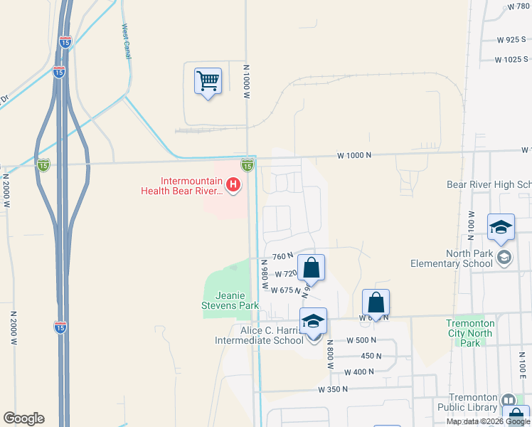 map of restaurants, bars, coffee shops, grocery stores, and more near 858 North 980 West in Tremonton