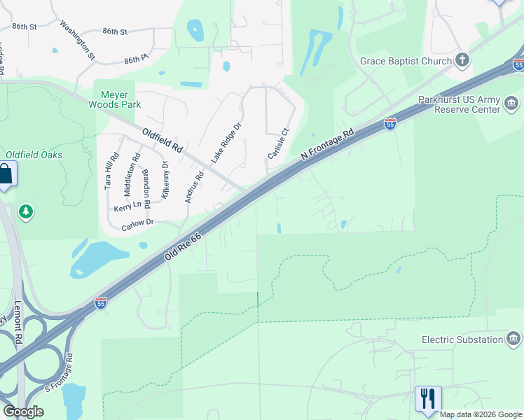 map of restaurants, bars, coffee shops, grocery stores, and more near 9004 Darien Woods Court in Darien
