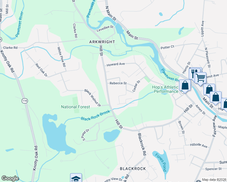 map of restaurants, bars, coffee shops, grocery stores, and more near 15 Rebecca Street in Coventry