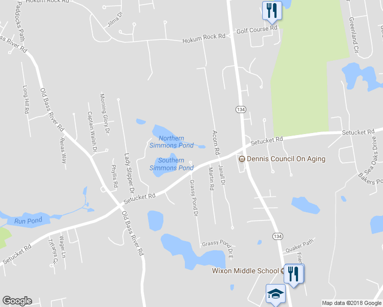 map of restaurants, bars, coffee shops, grocery stores, and more near 12 Perseverance Path in Dennis