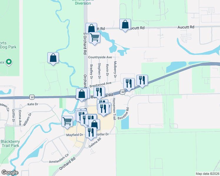 map of restaurants, bars, coffee shops, grocery stores, and more near 2250 Brentwood Avenue in Montgomery