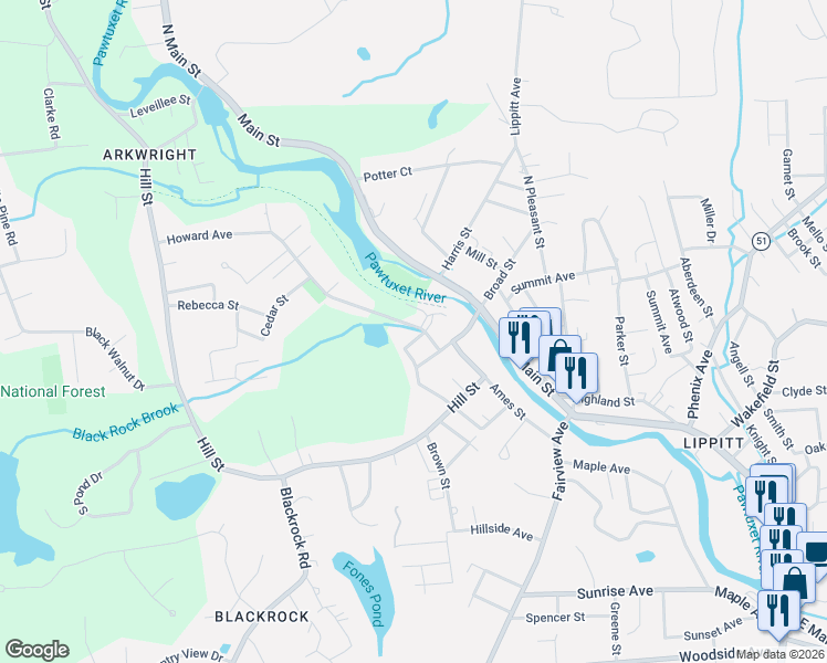map of restaurants, bars, coffee shops, grocery stores, and more near 20 Howard Avenue in Coventry