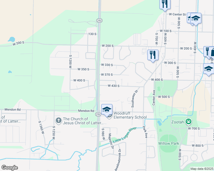 map of restaurants, bars, coffee shops, grocery stores, and more near North 430 East in Logan
