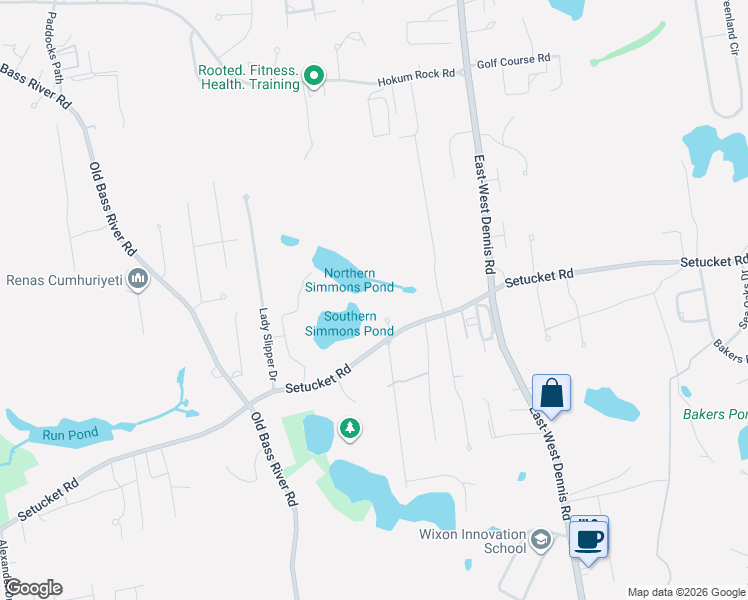 map of restaurants, bars, coffee shops, grocery stores, and more near 12 Perseverance Path in Dennis