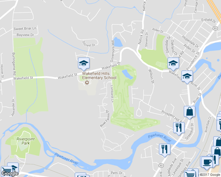 map of restaurants, bars, coffee shops, grocery stores, and more near 49 Lombardi Lane in West Warwick
