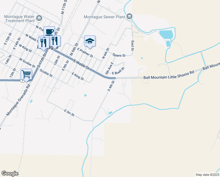 map of restaurants, bars, coffee shops, grocery stores, and more near 397 S 4th St in Montague