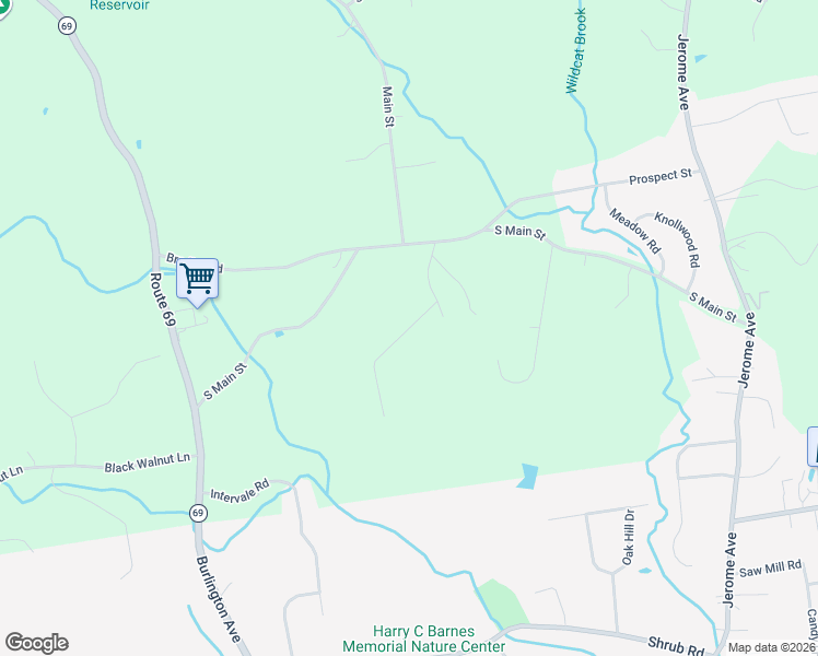 map of restaurants, bars, coffee shops, grocery stores, and more near Pine Hill Road in Burlington