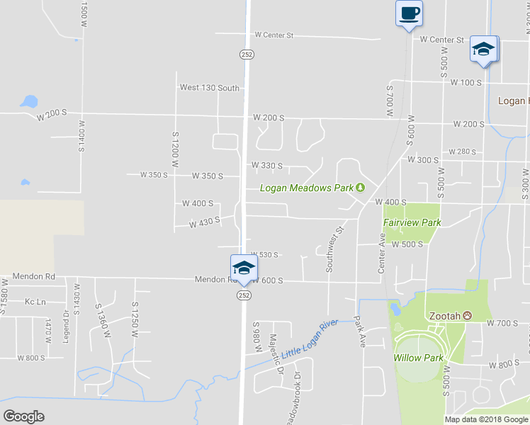 map of restaurants, bars, coffee shops, grocery stores, and more near 959 Three Point Avenue in Logan