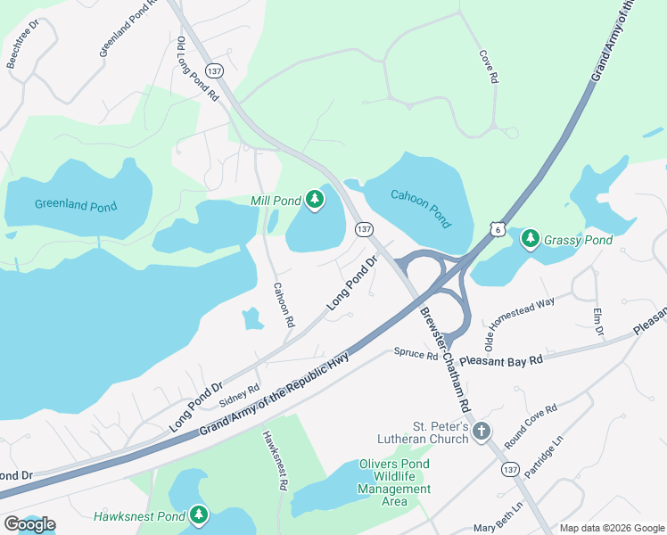 map of restaurants, bars, coffee shops, grocery stores, and more near 4 Mill Pond Road in Harwich