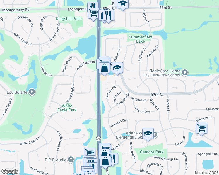 map of restaurants, bars, coffee shops, grocery stores, and more near 2220 Waterleaf Court in Naperville