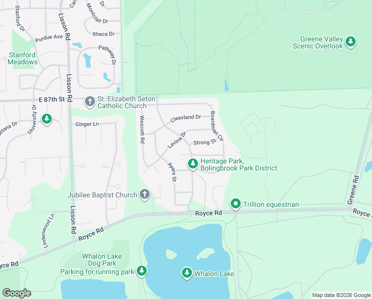 map of restaurants, bars, coffee shops, grocery stores, and more near 569 Strong Street in Bolingbrook