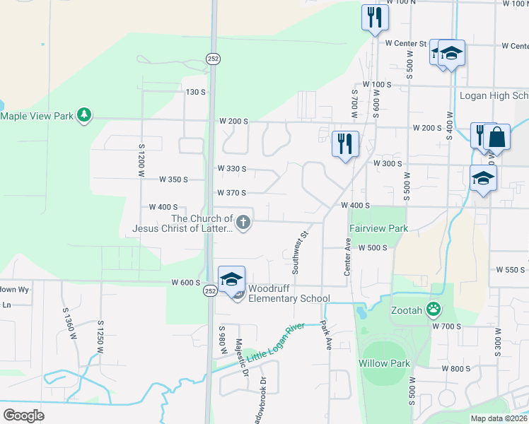 map of restaurants, bars, coffee shops, grocery stores, and more near 875 Three Point Avenue in Logan