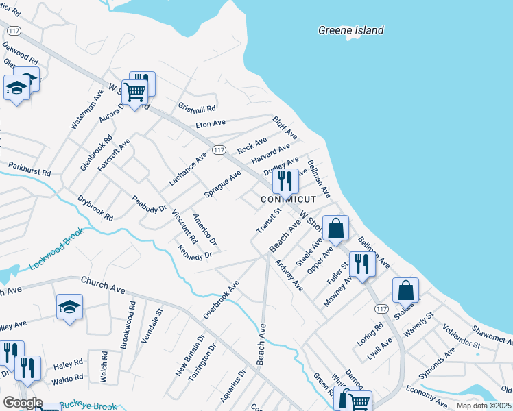 map of restaurants, bars, coffee shops, grocery stores, and more near 30 Poplar Avenue in Warwick
