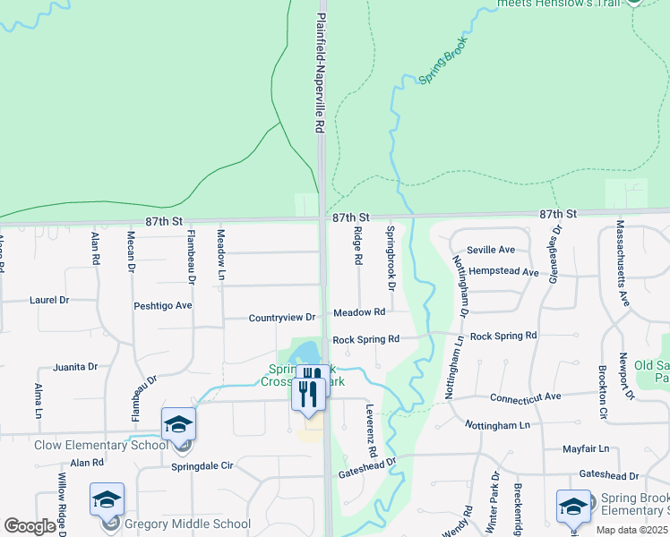 map of restaurants, bars, coffee shops, grocery stores, and more near 10S141 Plainfield-Naperville Road in Naperville