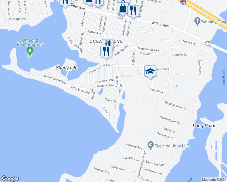 map of restaurants, bars, coffee shops, grocery stores, and more near 95 Louis St in Swansea