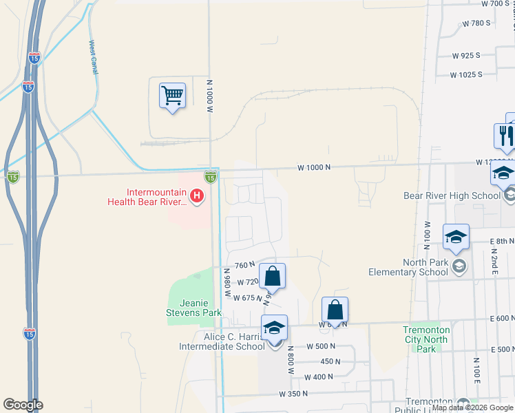 map of restaurants, bars, coffee shops, grocery stores, and more near 919 West 910 North in Tremonton