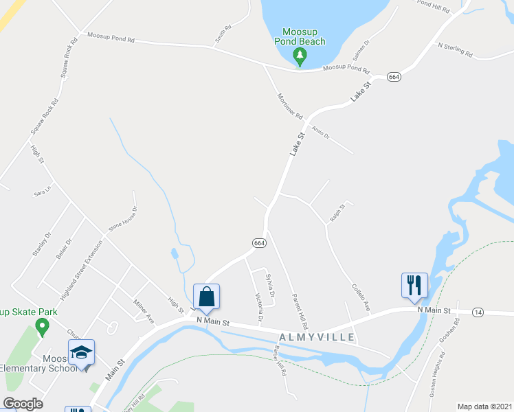 map of restaurants, bars, coffee shops, grocery stores, and more near 119 Miller Street in Plainfield