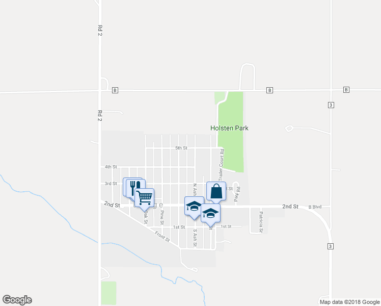 map of restaurants, bars, coffee shops, grocery stores, and more near 437 North Ash Street in Dodge