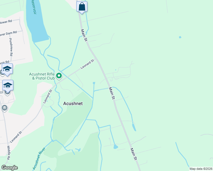 map of restaurants, bars, coffee shops, grocery stores, and more near 911 Main Street in Acushnet