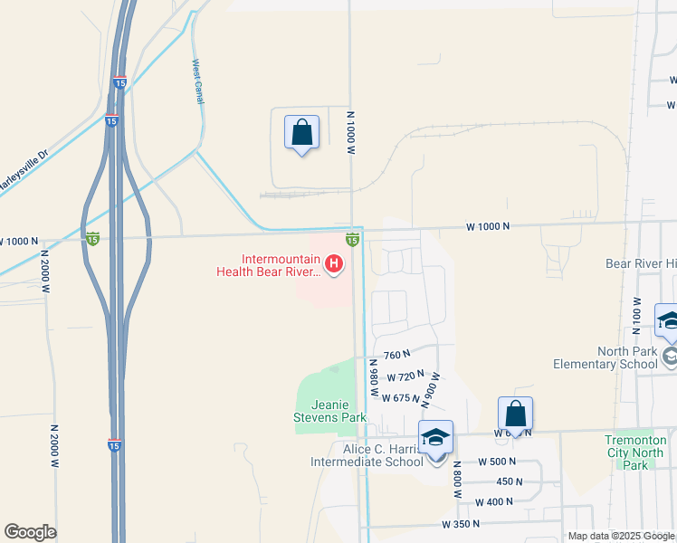 map of restaurants, bars, coffee shops, grocery stores, and more near 935 North 1000 West in Tremonton