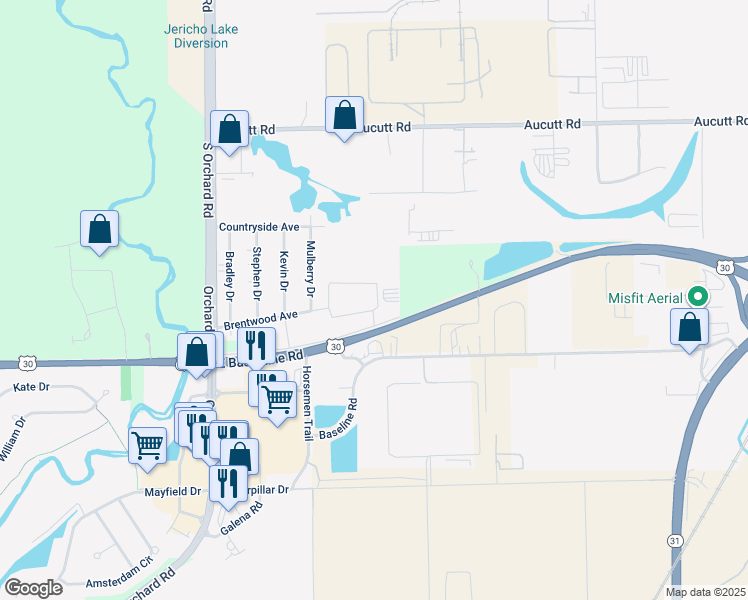 map of restaurants, bars, coffee shops, grocery stores, and more near 700-754 Oakton Road in Montgomery