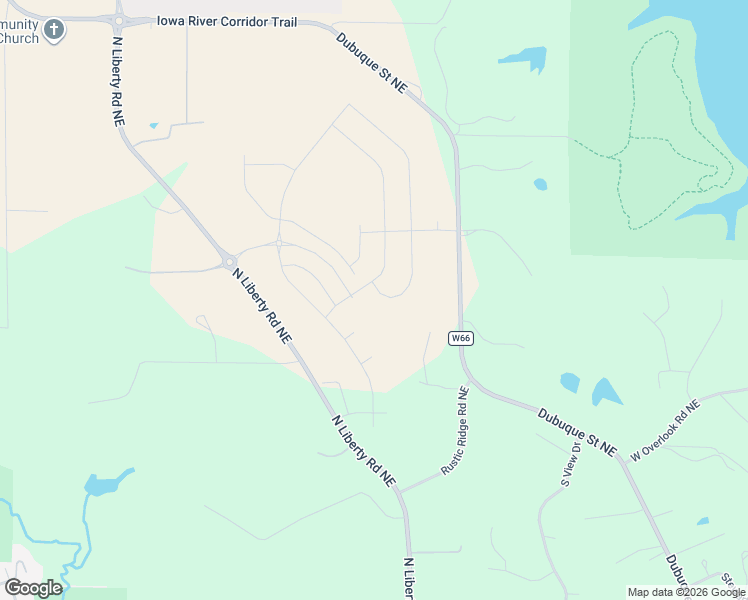 map of restaurants, bars, coffee shops, grocery stores, and more near 2909 Rustic Ridge Road Northeast in Iowa City
